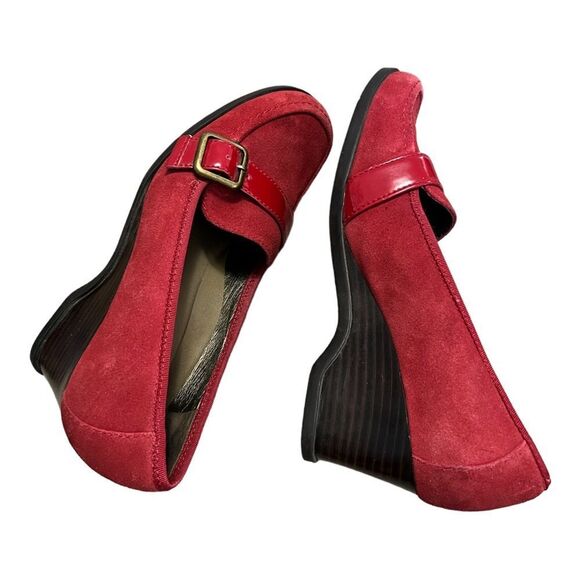 Easy spirit red sueded leather wedge loafers size 8.5 - Picture 7 of 10